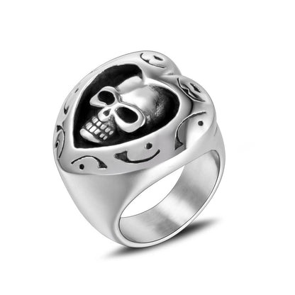 Retro Funny Skull 304 Stainless Steel Polishing Halloween Men's Rings