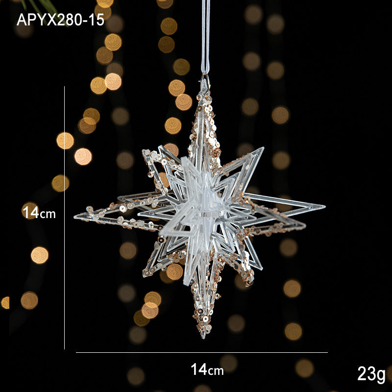 Christmas Ornaments Scene Decoration Supplies Christmas Tree Snowflakes Bells Small Hanging Decorations Crystal Transparent Hanging Ornaments