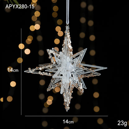 Christmas Ornaments Scene Decoration Supplies Christmas Tree Snowflakes Bells Small Hanging Decorations Crystal Transparent Hanging Ornaments