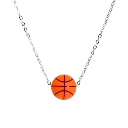 Jewelry Minimalist Basketball 304 Stainless Steel Silica Gel Pendant Necklace