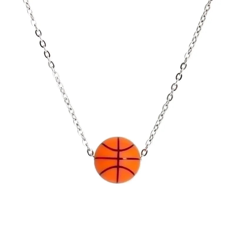 Jewelry Minimalist Basketball 304 Stainless Steel Silica Gel Pendant Necklace