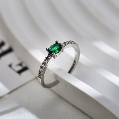 Copper Gold Plated Minimalist Inlay Rectangle Zircon Open Rings