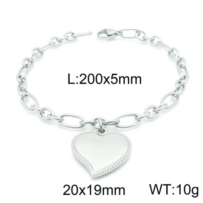 Minimalist Heart Shape Stainless Steel 18K Gold Plated Bracelets In Bulk