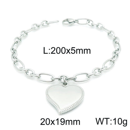 Minimalist Heart Shape Stainless Steel 18K Gold Plated Bracelets In Bulk