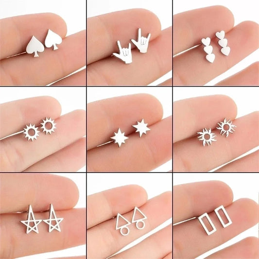 Women\'s Minimalist Geometric Heart Stainless Steel No Inlaid Ear Studs Stainless Steel Earrings