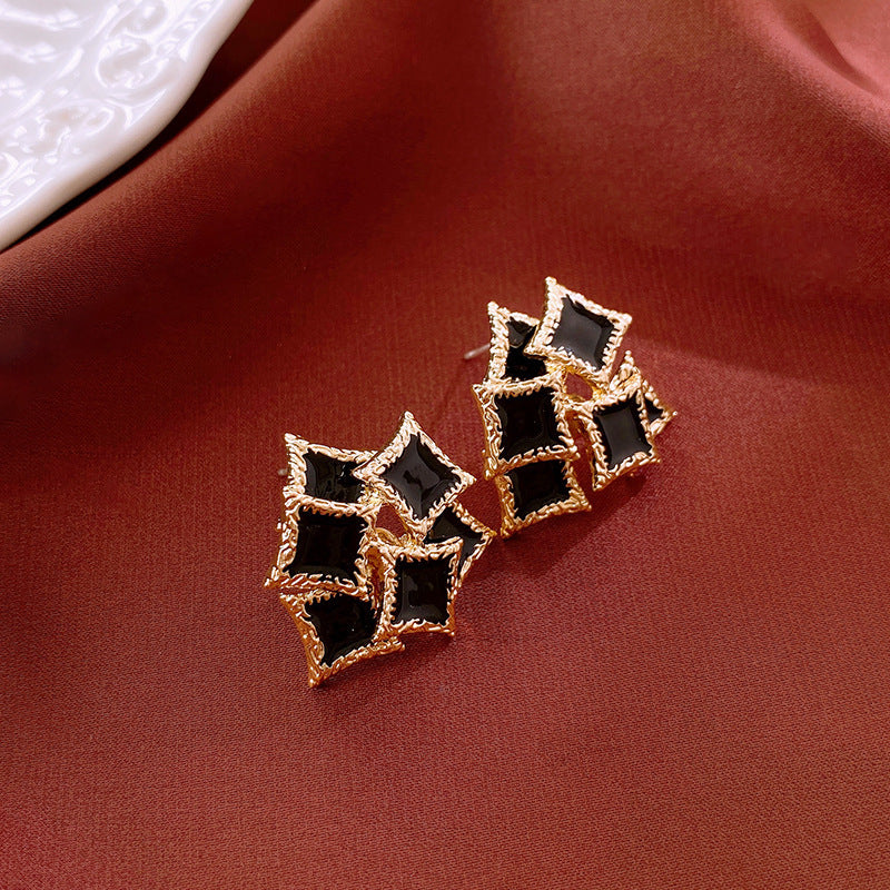 2 Pieces Minimalist Round Ellipse Geometric Copper Electroplating Earrings