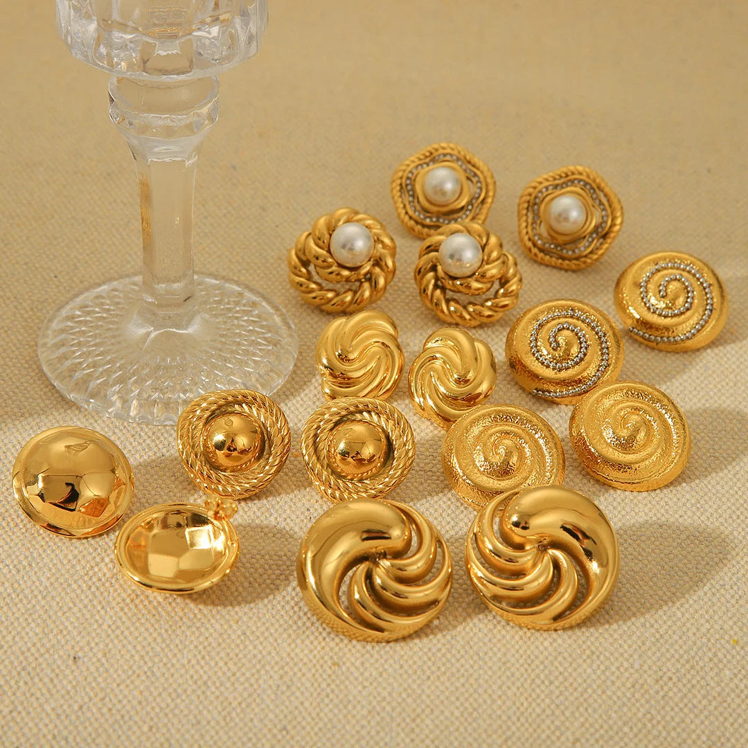 IG Style Pearl Geometric Stainless Steel Electroplating Earrings