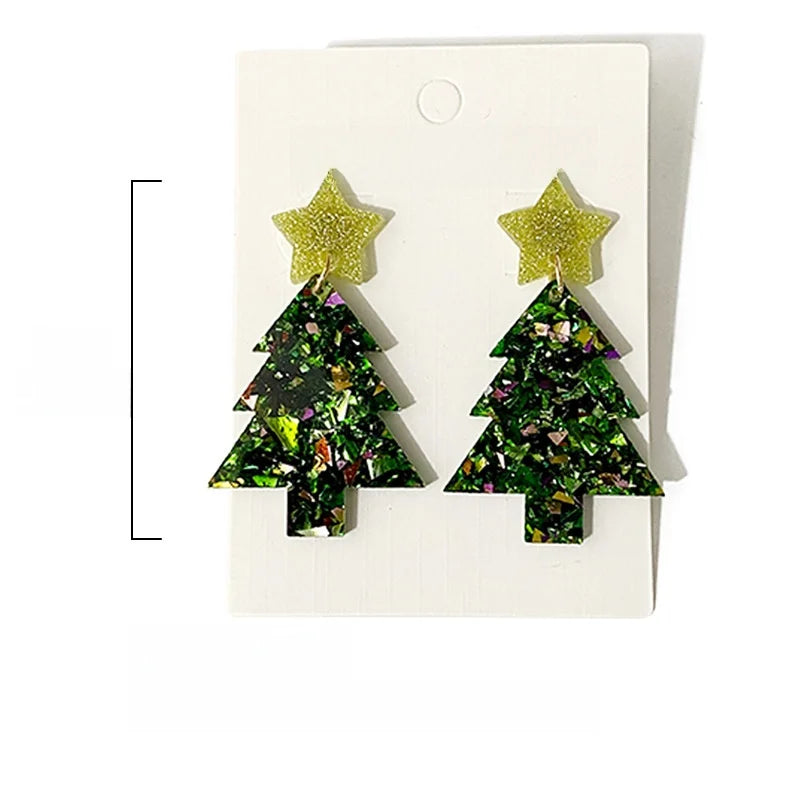 1 Pair Elegant Lady Christmas Tree Star Arylic Drop Earrings