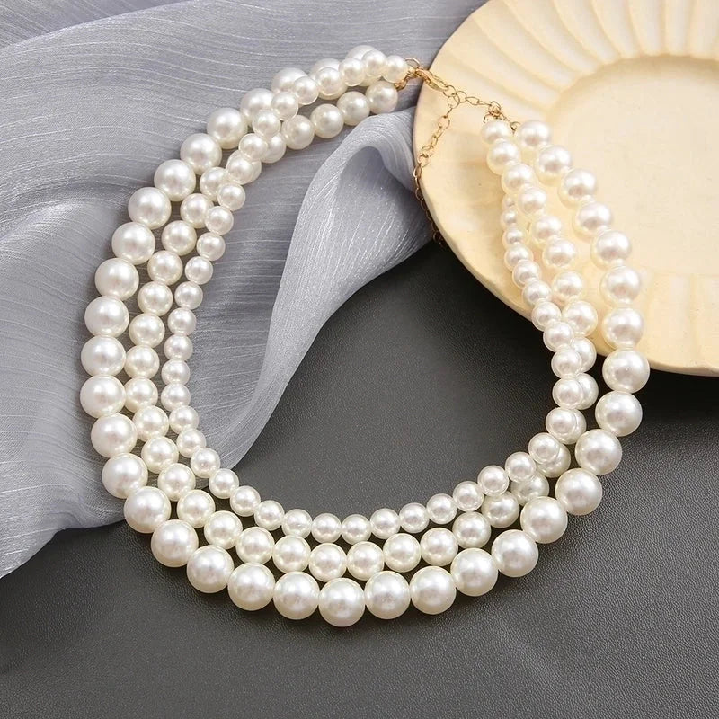 Fashion Round Artificial Pearl Women\'s Necklace 1 Piece