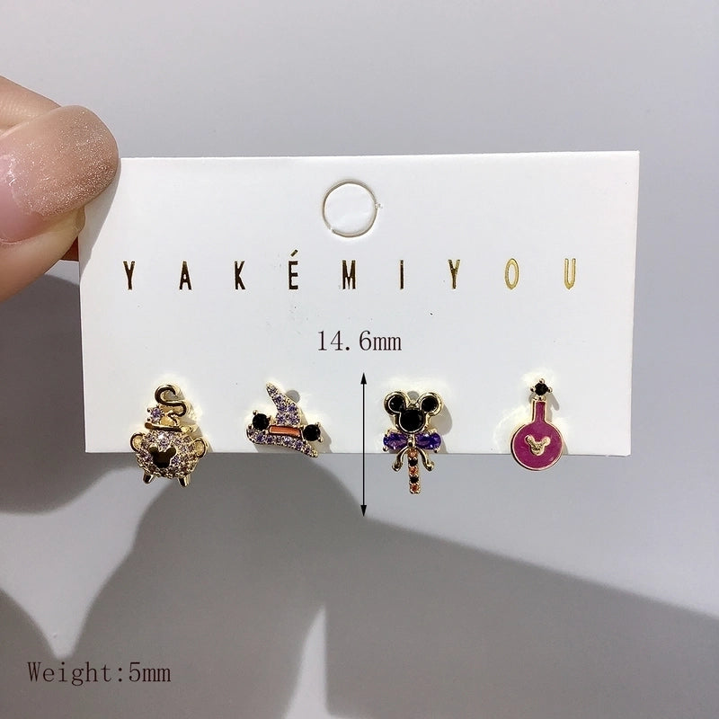 1 Set Halloween Yakemiyou Exaggerated Funny Universal Hat Spider Enamel Inlay Copper Zircon 14K Gold Plated Drop Earrings