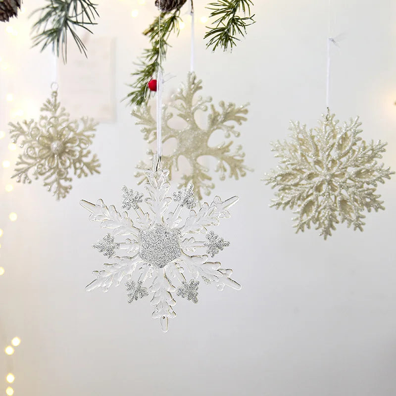 Christmas Decoration Transparent Glitter Acrylic Snowflake Gold Snowflake Christmas Tree Window Decoration Pendant