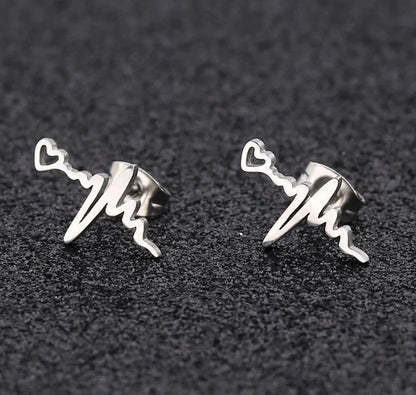 1 Pair Fashion Electrocardiogram 304 Stainless Steel 18K Gold Plated Ear Studs