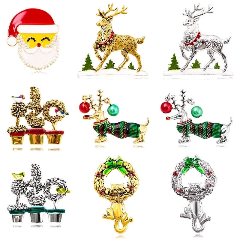 Vintage Style Pin Santa Claus Elk Alloy Unisex Brooches