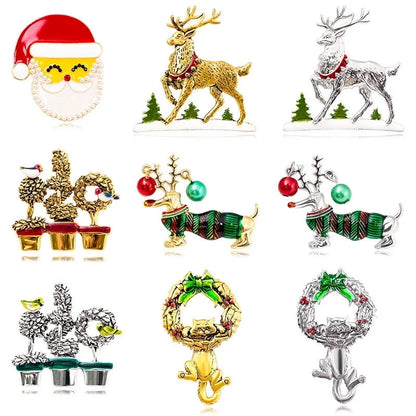Vintage Style Pin Santa Claus Elk Alloy Unisex Brooches