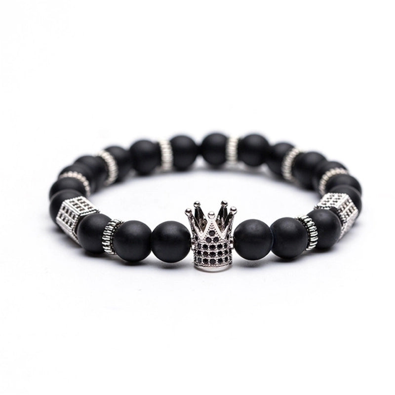 Fashion Frosted Natural Stone Crown Bracelets