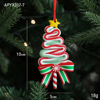 Christmas Elegant Cute Lollipop Soft Clay Indoor Family Gathering Party Hanging Ornaments Decorations Hanging Ornaments
