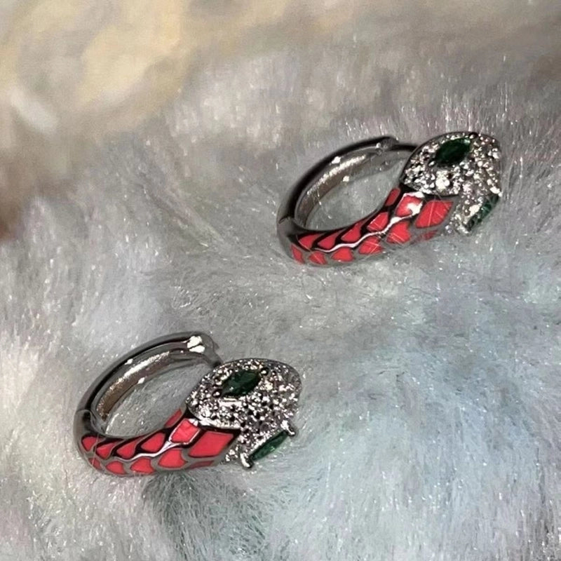 1 Pair Minimalist Snake Plating Copper Hoop Earrings