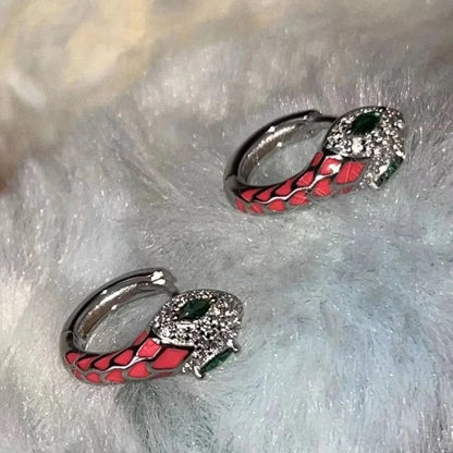 1 Pair Minimalist Snake Plating Copper Hoop Earrings