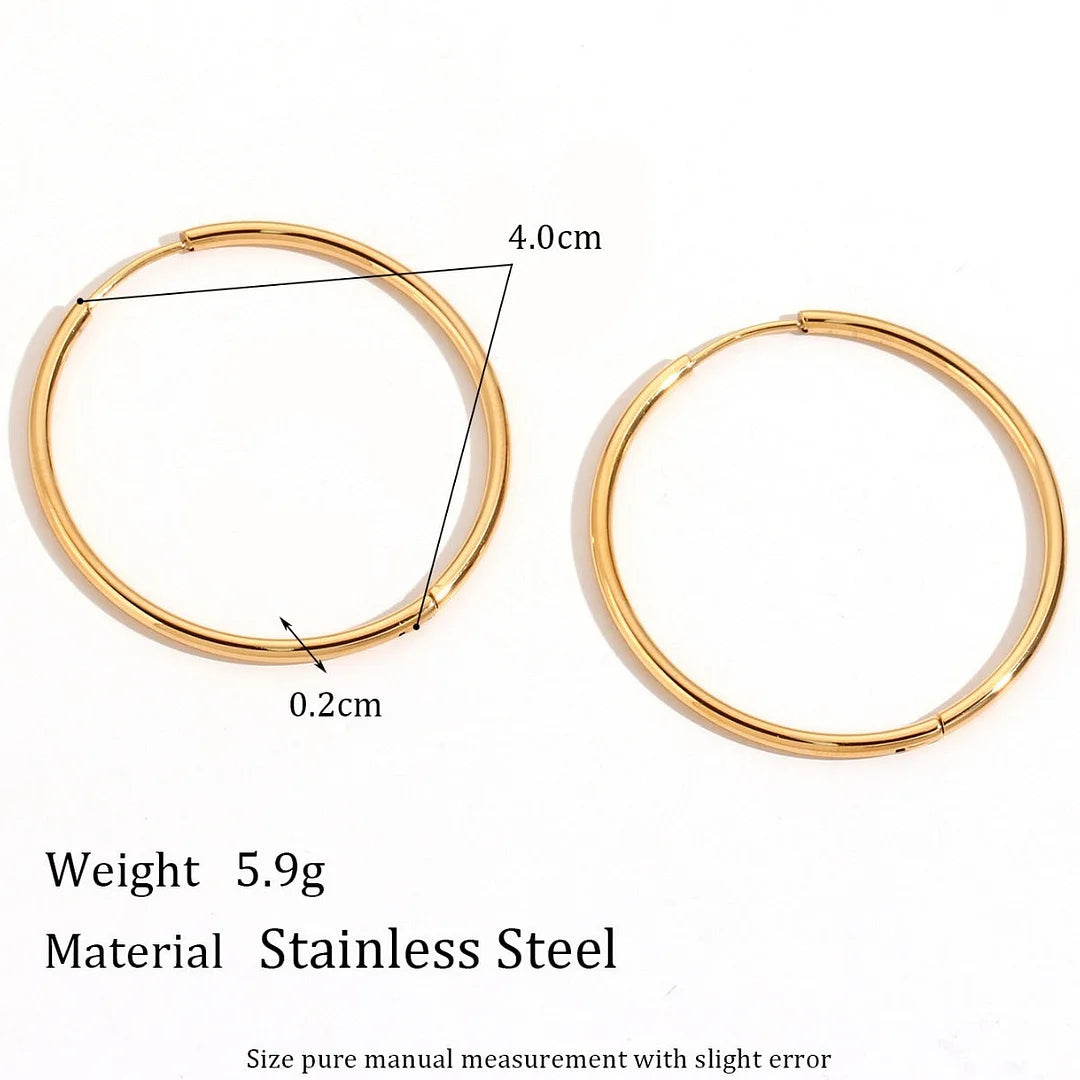 Minimalist Circle Geometric Stainless Steel 18K Gold Plated Earrings