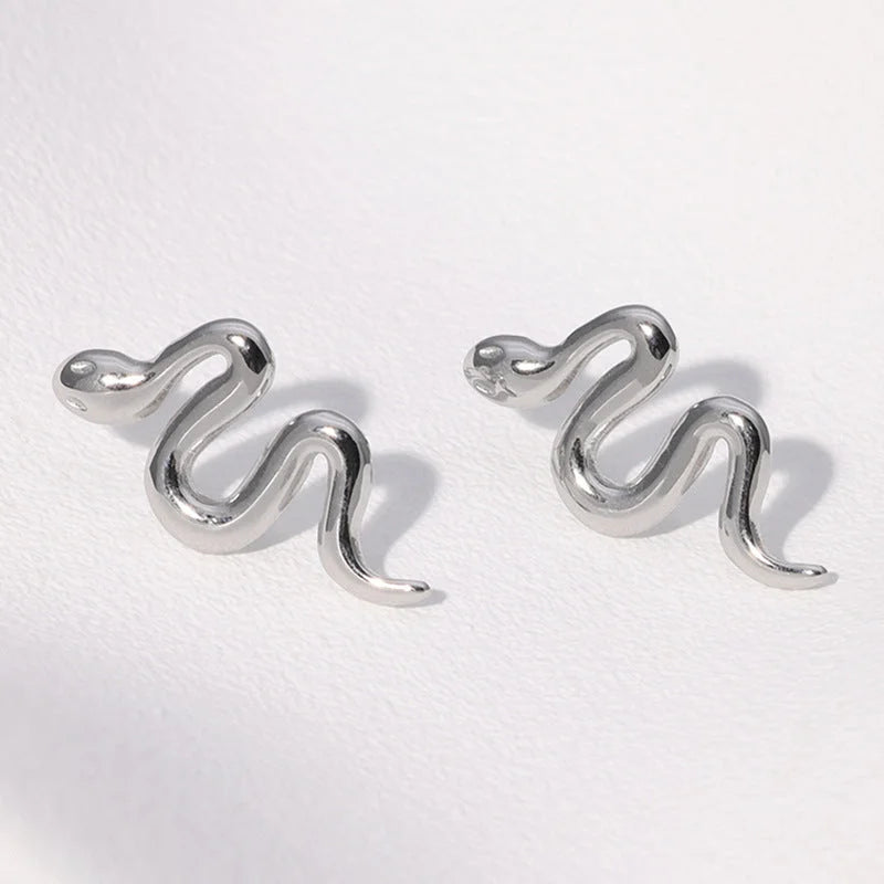 Snake Animal Chinese Zodiac Stainless Steel Electroplating Stud Earrings