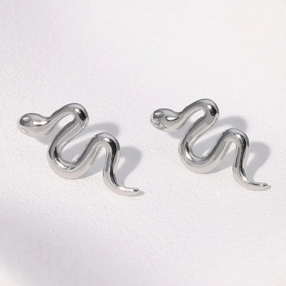 Snake Animal Chinese Zodiac Stainless Steel Electroplating Stud Earrings