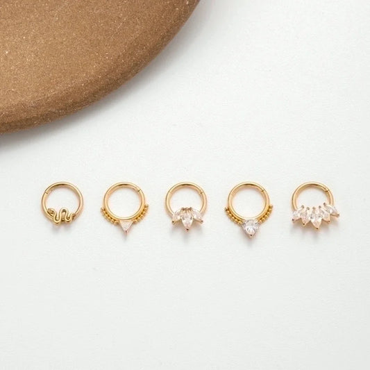 1 Piece Nose Rings & Studs Punk Solid Color 316L Stainless Steel Copper Plating Inlay Zircon