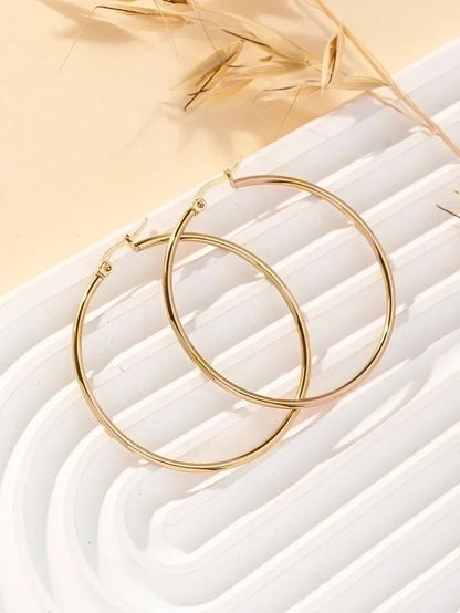 1 Pair Y2k Lady Artistic Solid Color Stainless Steel Hoop Earrings