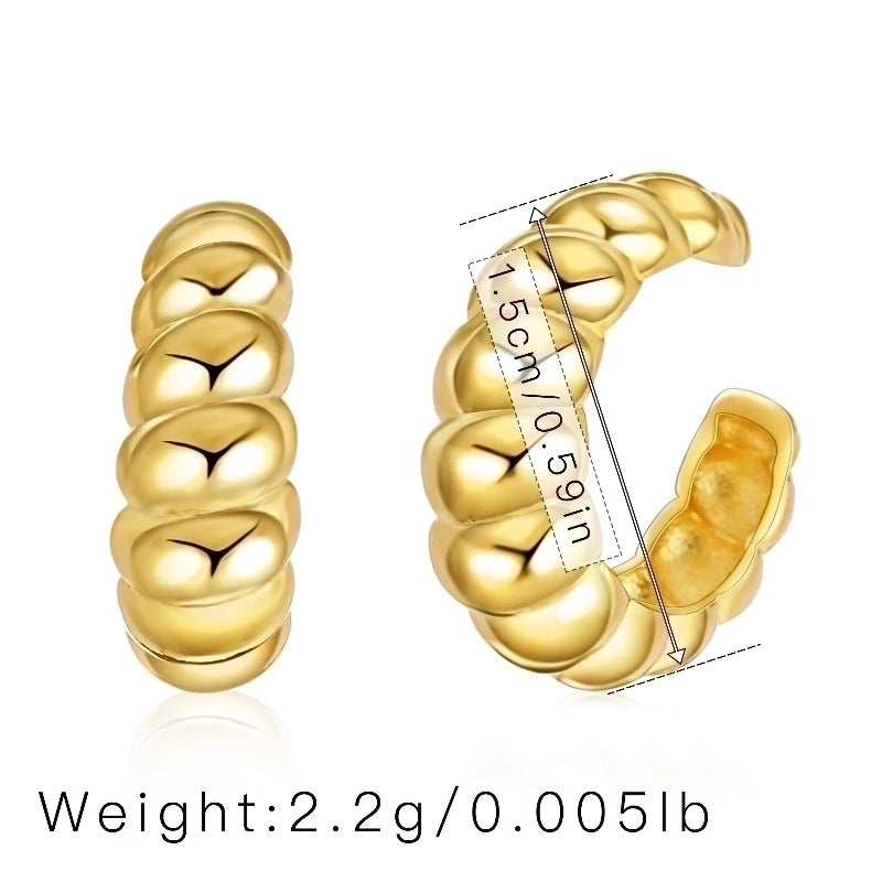 Retro Minimalist C Shape Copper Plating Inlay Zircon Ear Cuffs 1 Pair