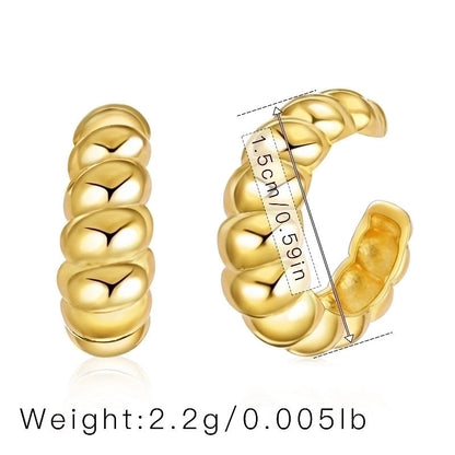 Retro Minimalist C Shape Copper Plating Inlay Zircon Ear Cuffs 1 Pair