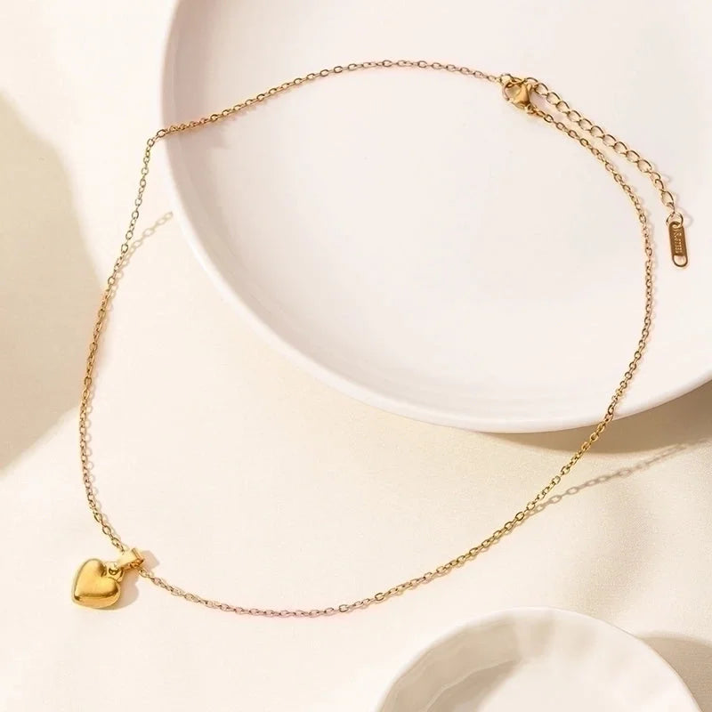 Elegant Minimalist Heart Shape 304 Stainless Steel 18K Gold Plated Plating Hollow Out Pendant Necklace