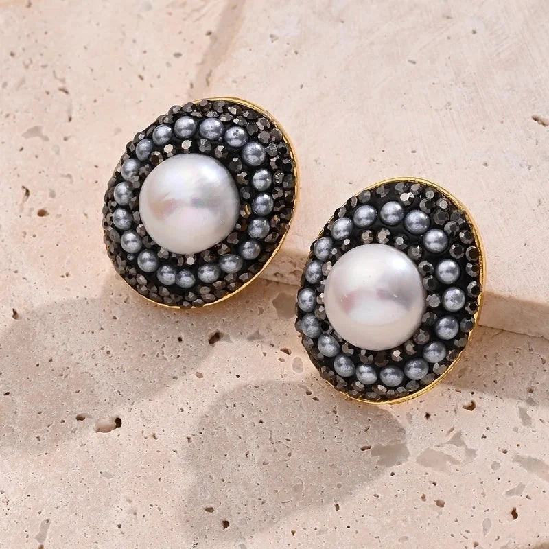 1 Pair/Package Casual Vintage Style Vacation Square Oval Polishing Inlay Copper Acrylic Rhinestones Clay 18K Gold Plated Drop Earrings