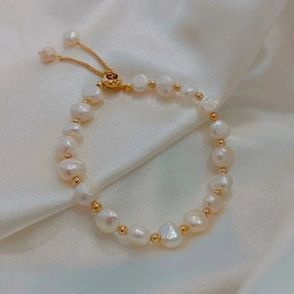 Elegant Round Rhinestones Imitation Pearl Alloy Freshwater Pearl Bracelets