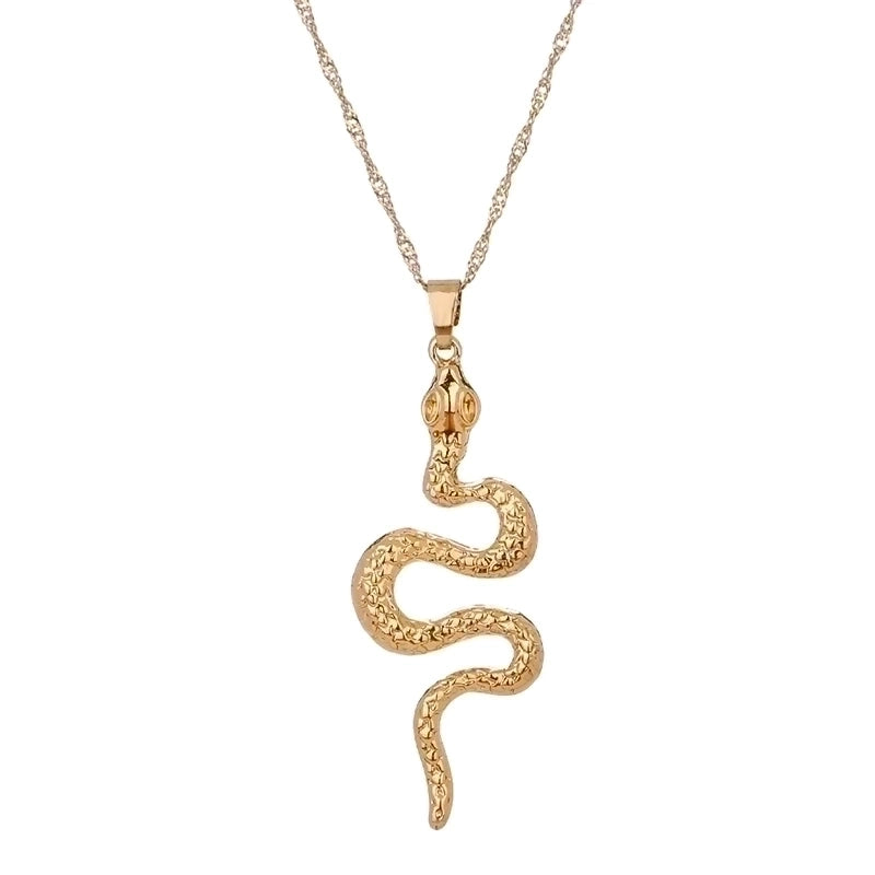 Copper Hip-Hop Retro Polishing Solid Color Snake Necklace