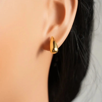 1 Pair Minimalist Water Droplets Plating 304 Stainless Steel 18K Gold Plated Ear Studs