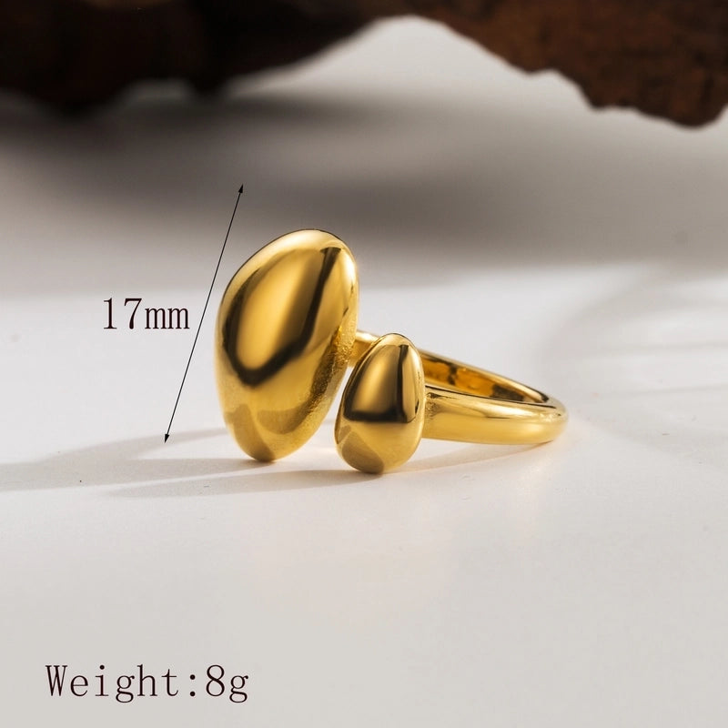 IG Style Exaggerated Minimalist Solid Color 304 Stainless Steel 18K Gold Plated Open Rings