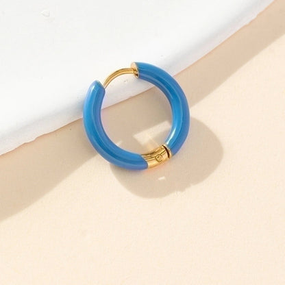 1 Piece Minimalist Solid Color Enamel Stainless Steel Earrings