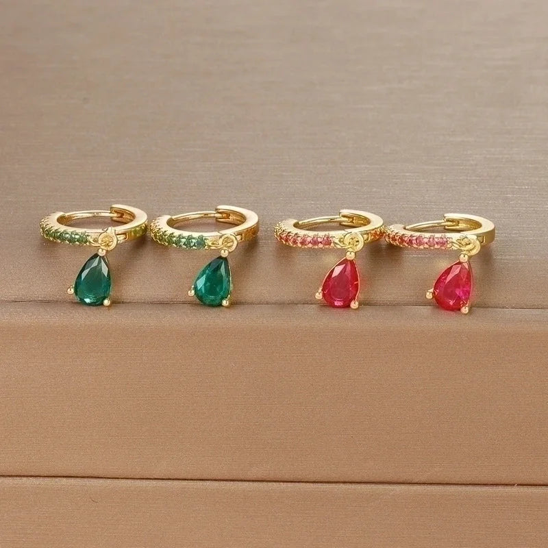 1 Pair IG Style Shiny Water Droplets Plating Inlay Copper Zircon Drop Earrings