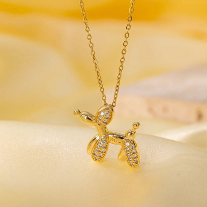 Titanium Steel Copper Plating Heart Shape Flower Bow Knot Pendant Necklace