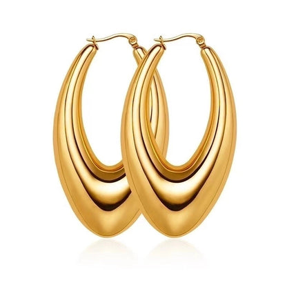 1 Pair Fashion Solid Color Plating 304 Stainless Steel 18K Gold Plated Earrings