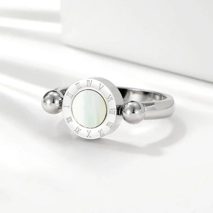 Elegant Roman Style Shell Stainless Steel Patchwork Plating Shell 18k Gold Plated Rings