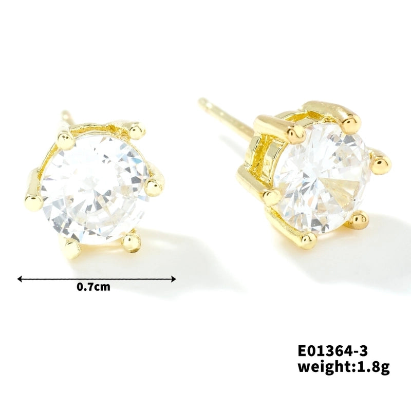 1 Pair Minimalist Geometric Plating Inlay Copper Glass K Gold Plated Rhodium Plated Ear Studs