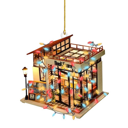 Cross-Border Bookstore Bookcase Creative Pendant Christmas Tree Car Decoration Acrylic Hang Decorations Pendant 8cm