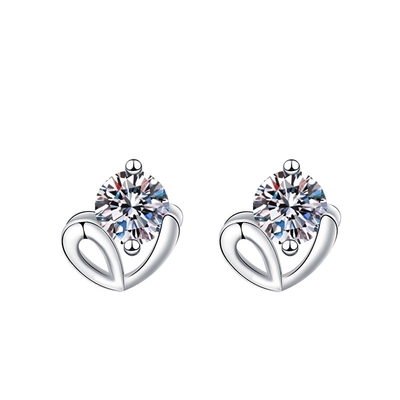 1 Pair Sweet Minimalist Round Heart Shape Bow Knot Plating Inlay Copper Zircon Silver Plated Drop Earrings