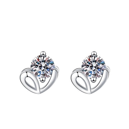1 Pair Sweet Minimalist Round Heart Shape Bow Knot Plating Inlay Copper Zircon Silver Plated Drop Earrings