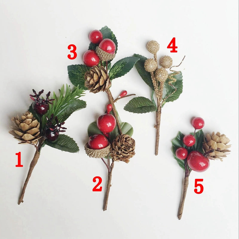 Christmas Pine Needle Fruit Branch Plastic Dried Flower Greeting Card Accessories Handbag Box DIY Handmade Christmas Greeting Card Accessories