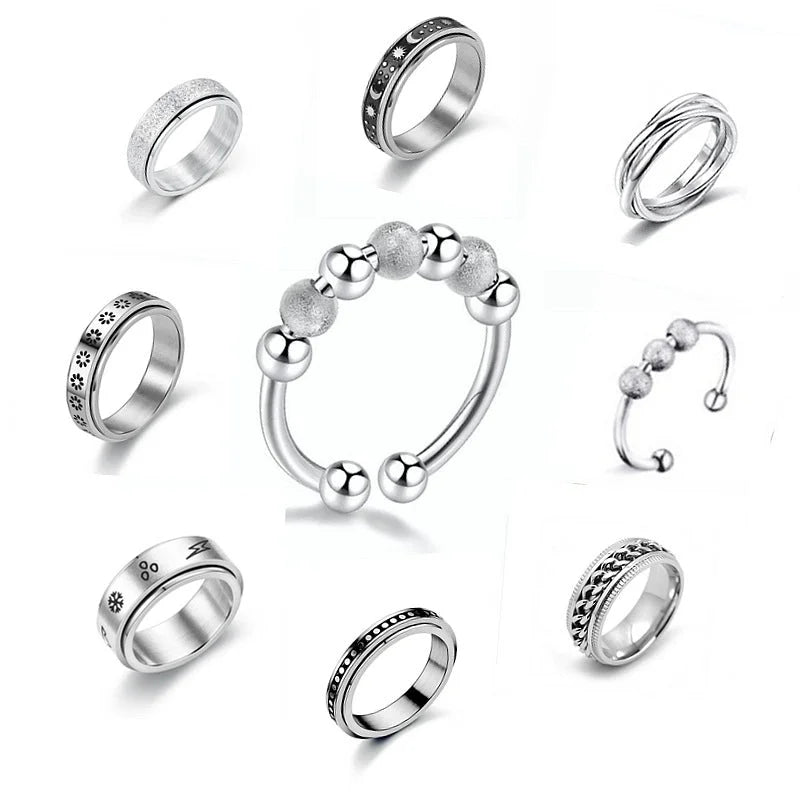 New Fashion Anti-anxiety Rotating Titanium Steel Decompression Couple Ring