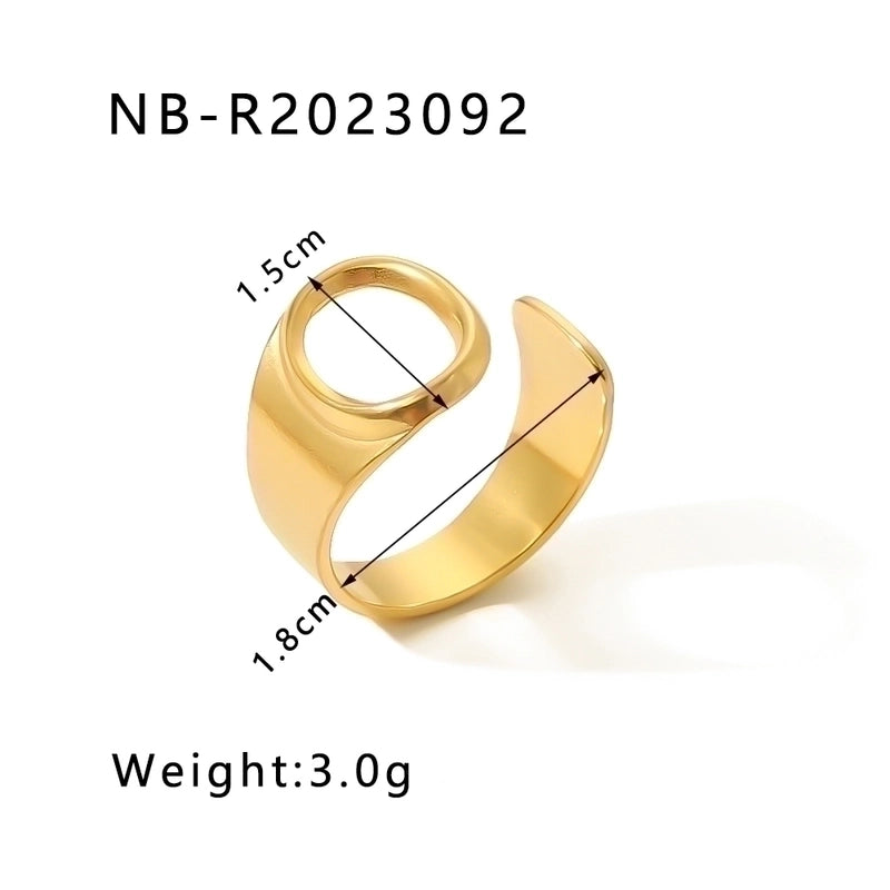 304 Stainless Steel 18K Gold Plated Modern Style Minimalist Asymmetrical Plating Letter Open Rings