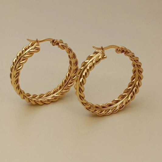 1 Pair Vintage Style Geometric Solid Color Plating Stainless Steel 18k Gold Plated Hoop Earrings