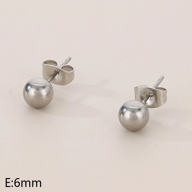 1 Pair Minimalist Round 304 Stainless Steel 18K Gold Plated Ear Studs