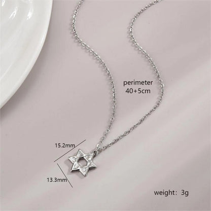 Stainless Steel 18K Gold Plated Minimalist Polishing Plating Star Heart Shape Bow Knot Pendant Necklace